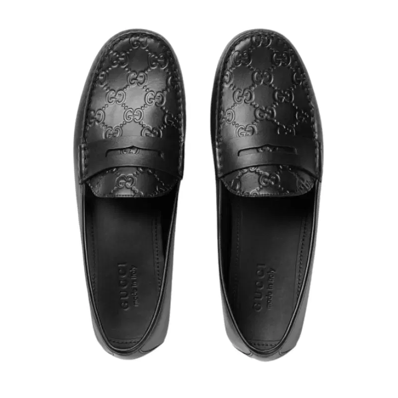 Gucci Men's Black Leather GG Guccissima Driving Loafers