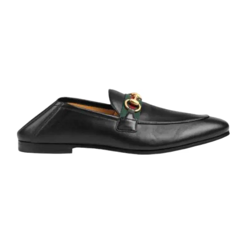 Gucci Mens Web Leather Horsebit Loafer