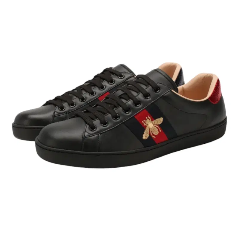Gucci Ace Black Embroidered Mens Sneaker