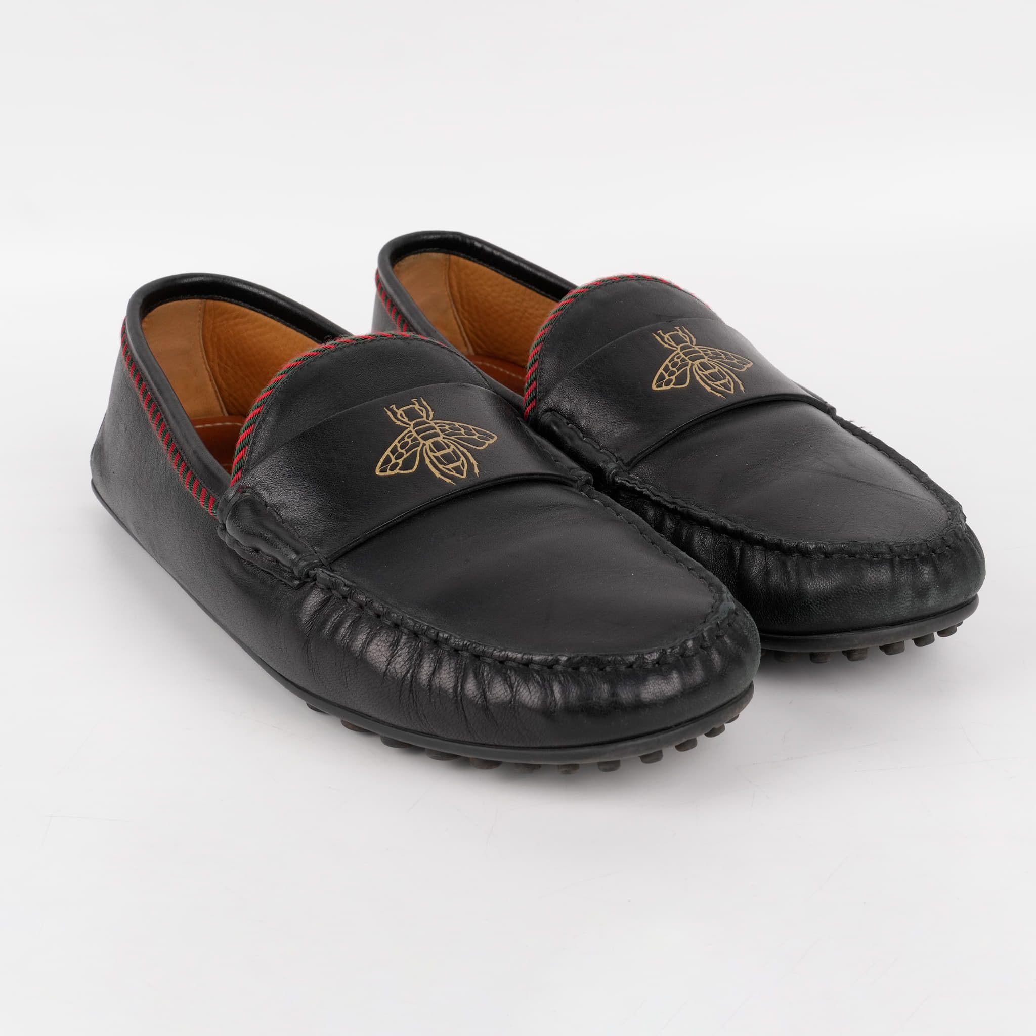 Size 9 - Gucci Men's Leather Bee Loafers