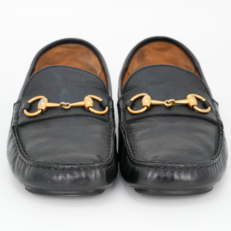 Size - 9.5 Gucci Black Jordaan Horsebit Loafers-Hover-Image