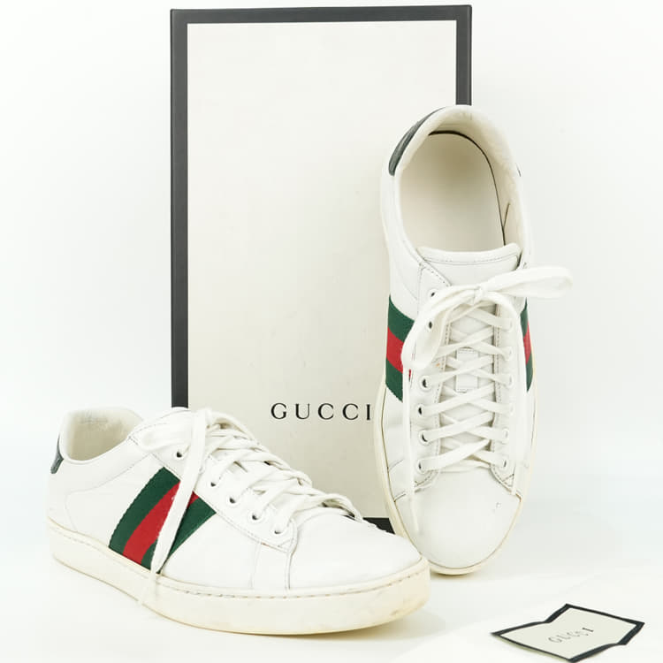 Size 8 - Gucci Ace White Sneakers-Hover-Image