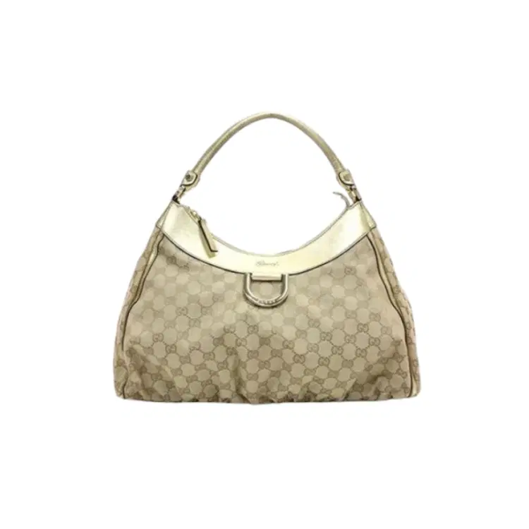 Gucci Beige And Gold GG Canvas D Ring Large Hobo Bag-Hover-Image