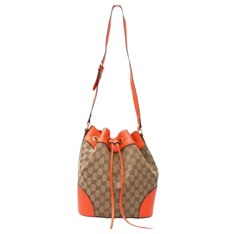 Gucci GG Canvas Orange Tangerine Bucket Bag