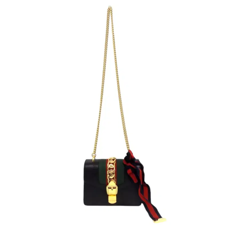 Gucci Black Sylvie Leather Mini Chain Bag