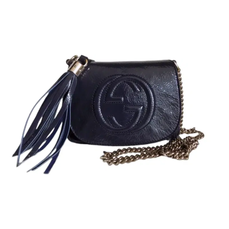 Gucci Navy Leather Soho Chain Shoulder Bag