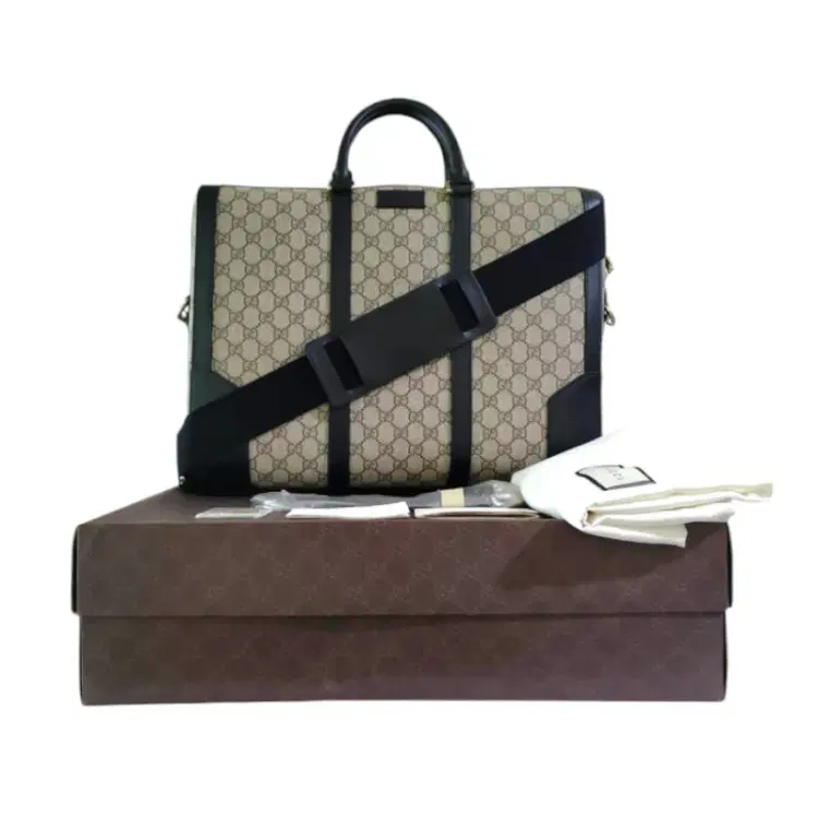 Gucci Beige/Ebony GG Supreme Coated Canvas Eden Briefcase Bag-Hover-Image