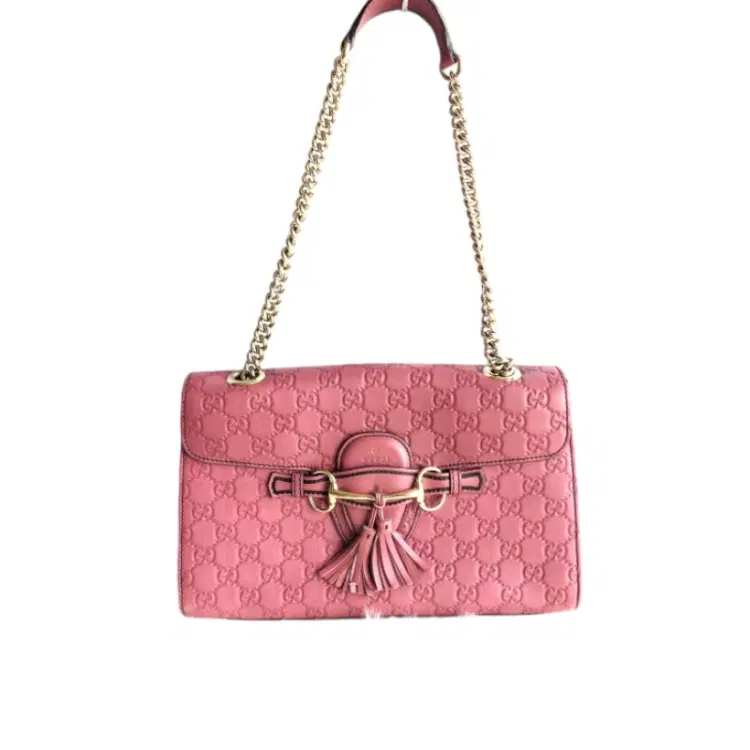 Gucci Pink Guccissima Leather Emily Chain Shoulder Bag-Hover-Image