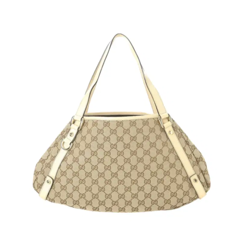 Gucci Abbey Leather GG Supreme Ivory Canvas Tote