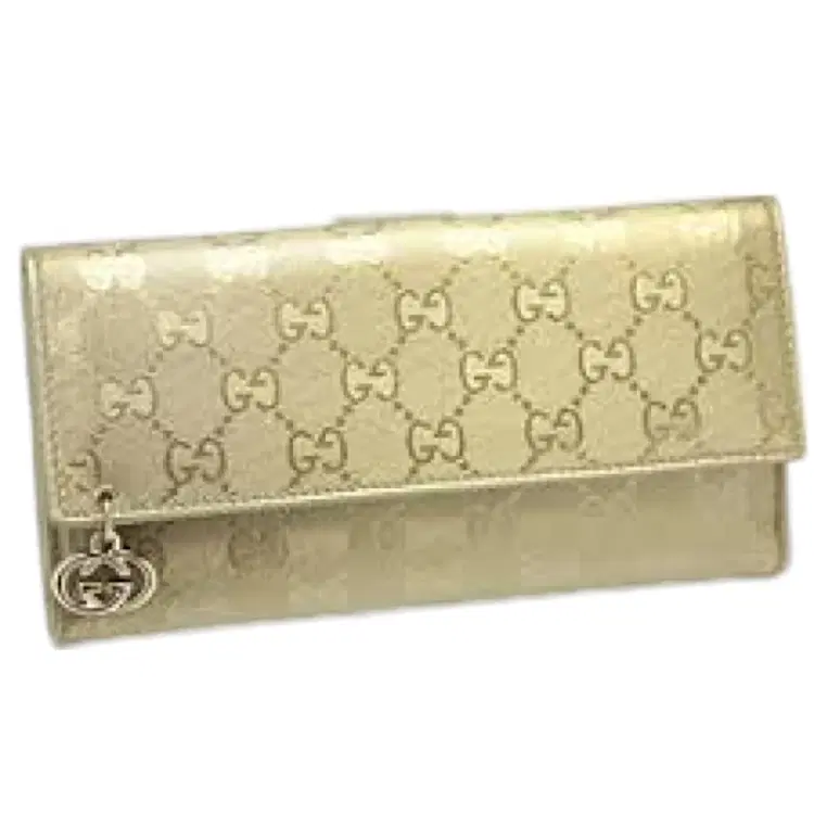 Gucci Metallic Guccissima GG Logo Charm Continental Flap Wallet-Hover-Image