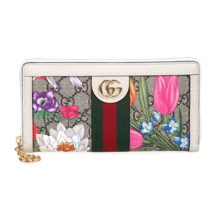 Gucci GG Supreme Flora Ophidia Zip Around Wallet-Hover-Image