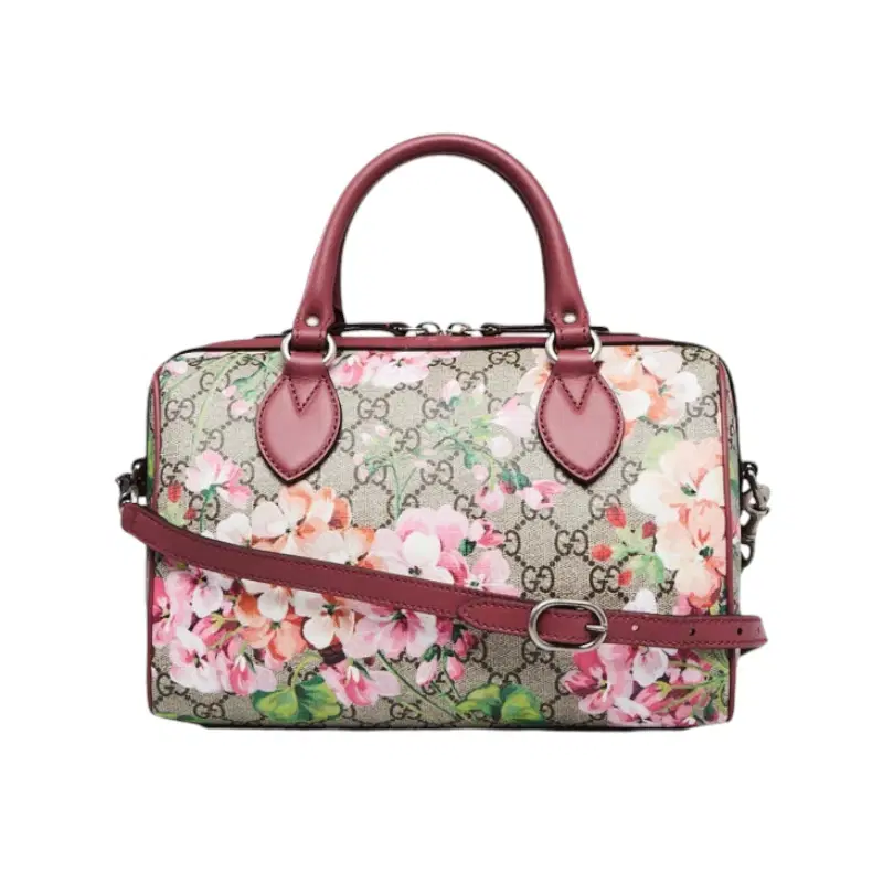 Gucci Pink GG Supreme Canvas Blooms Boston Bag