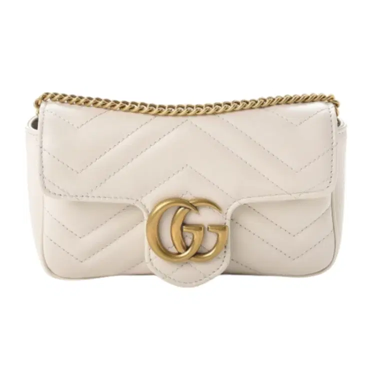 Gucci GG Marmont Matelasse Super Mini White Shoulder Bag-Hover-Image