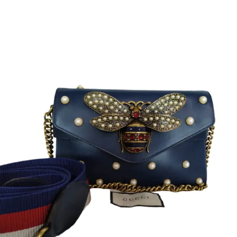 Gucci Pearl Studded Mini Broadway Bee Shoulder Bag