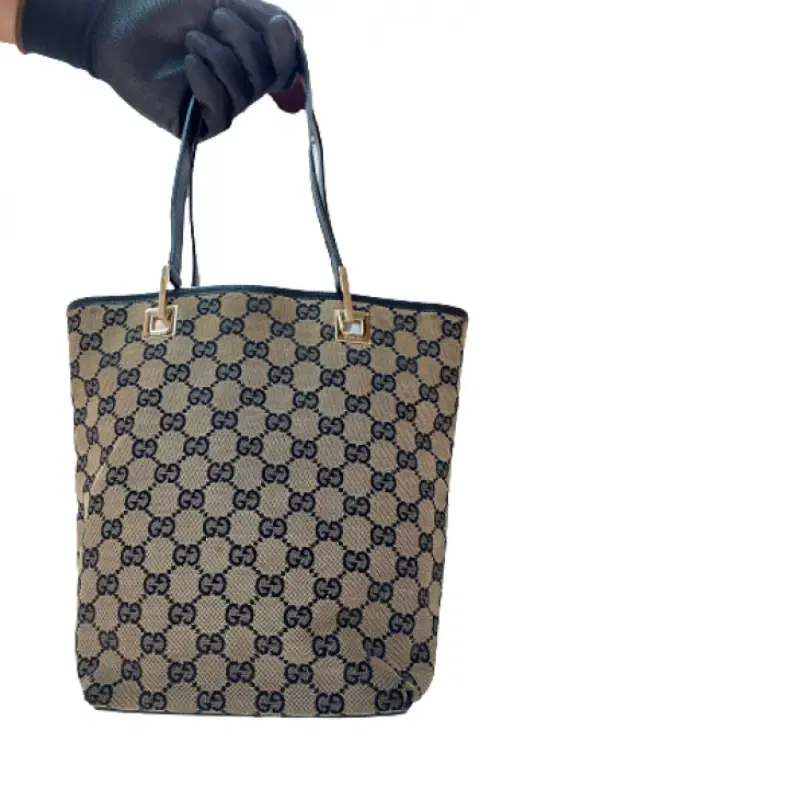 Gucci Navy Eclipse Monogram GG Bucket Tote