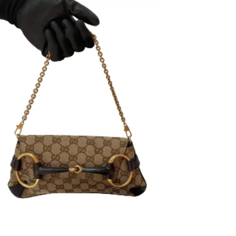 Gucci GG Canvas Horsebit Chain Clutch-Hover-Image
