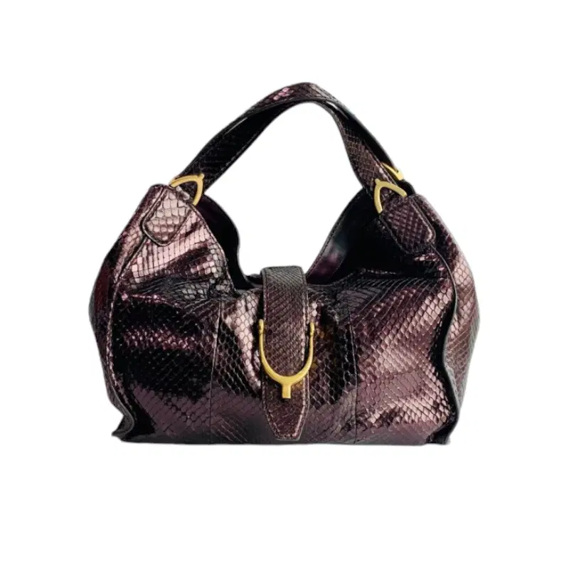 Gucci Stirrup Purple Python Shoulder Bag