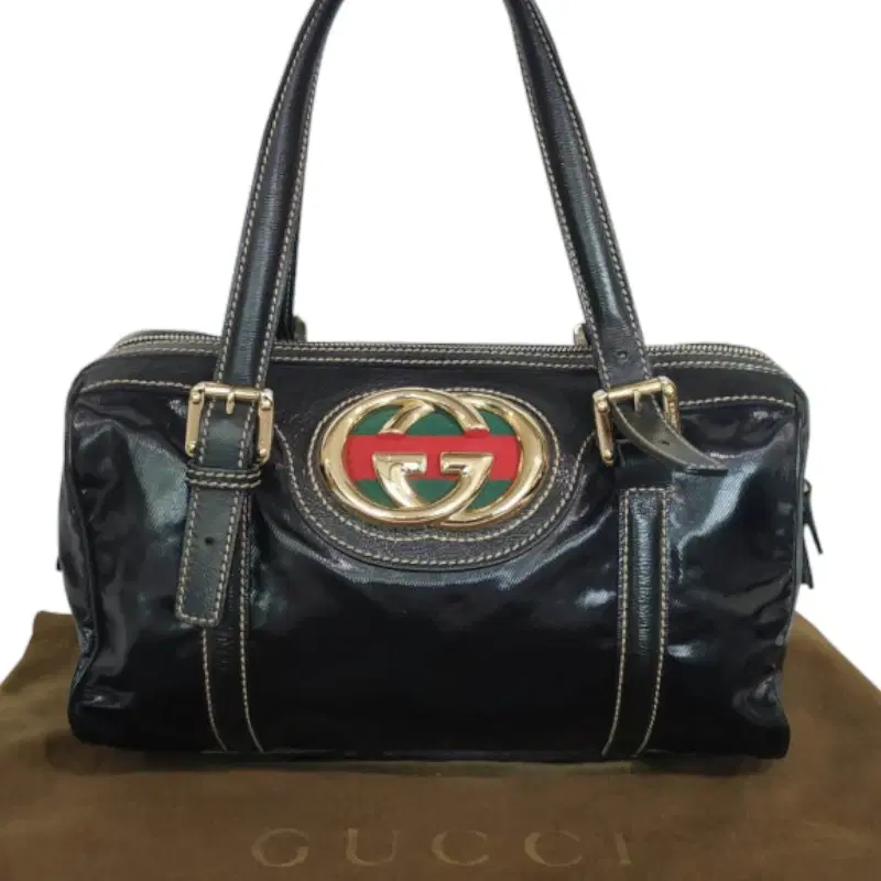 Gucci Black Dialux Britt Boston Bag