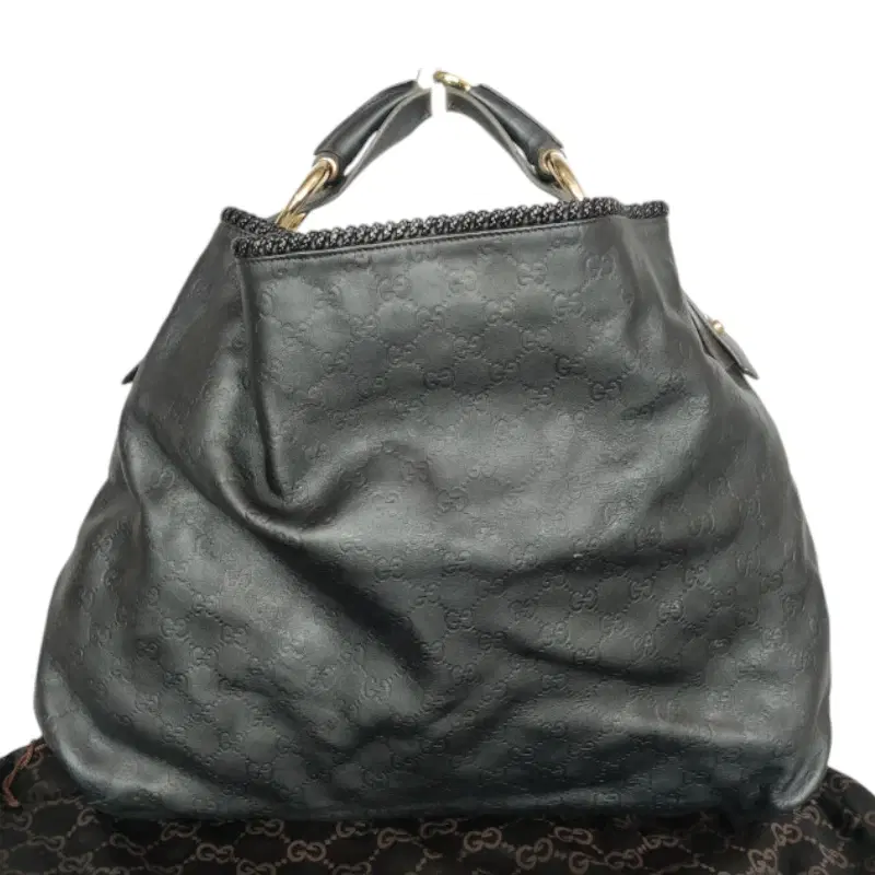 Gucci Black Guccissima Leather Horsebit Hobo Bag