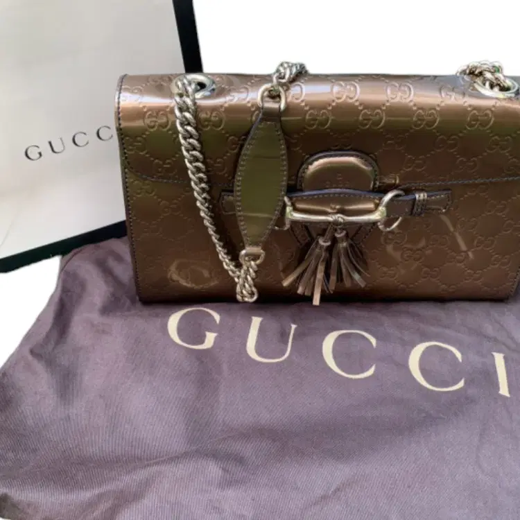 Gucci Guccissima Emily Leather Chain Shoulder Bag-Hover-Image