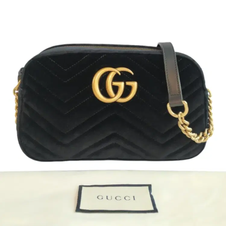 Gucci Black Quilted Velvet Marmont Camera Bag-Hover-Image
