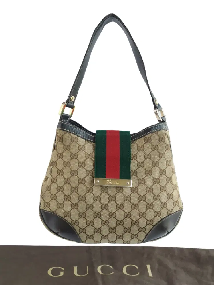 Gucci Canvas Web Flap Hobo Bag-Hover-Image