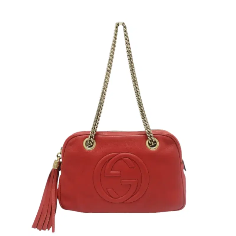 Gucci Red Pebbled Leather Soho Chain Shoulder Bag