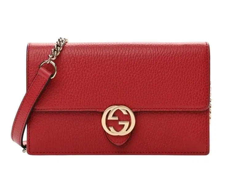 Gucci GG Interlocking Red Leather Chain Shoulder Bag
