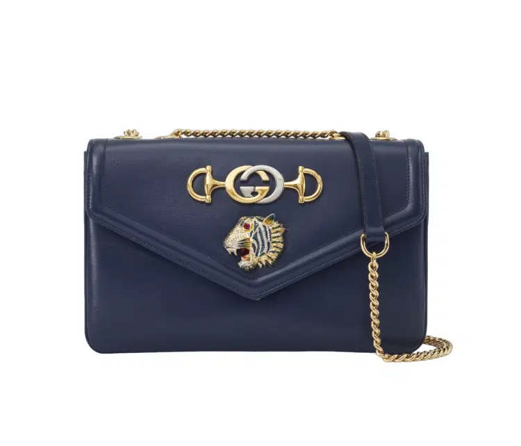 Gucci Blue Leather Medium Rajah Flap Shoulder Bag-Hover-Image