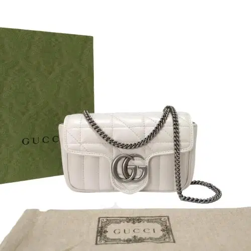 Gucci GG Marmont Super Mini Juniagrey Bag White Leather Mini-Hover-Image