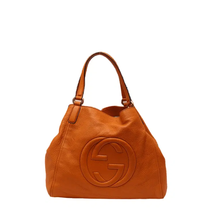 Gucci Orange Pebbled Leather Medium Soho Tote-Hover-Image