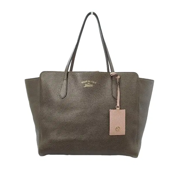 Gucci Taupe/Pink Pebbled Calfskin Leather Swing Tote Bag