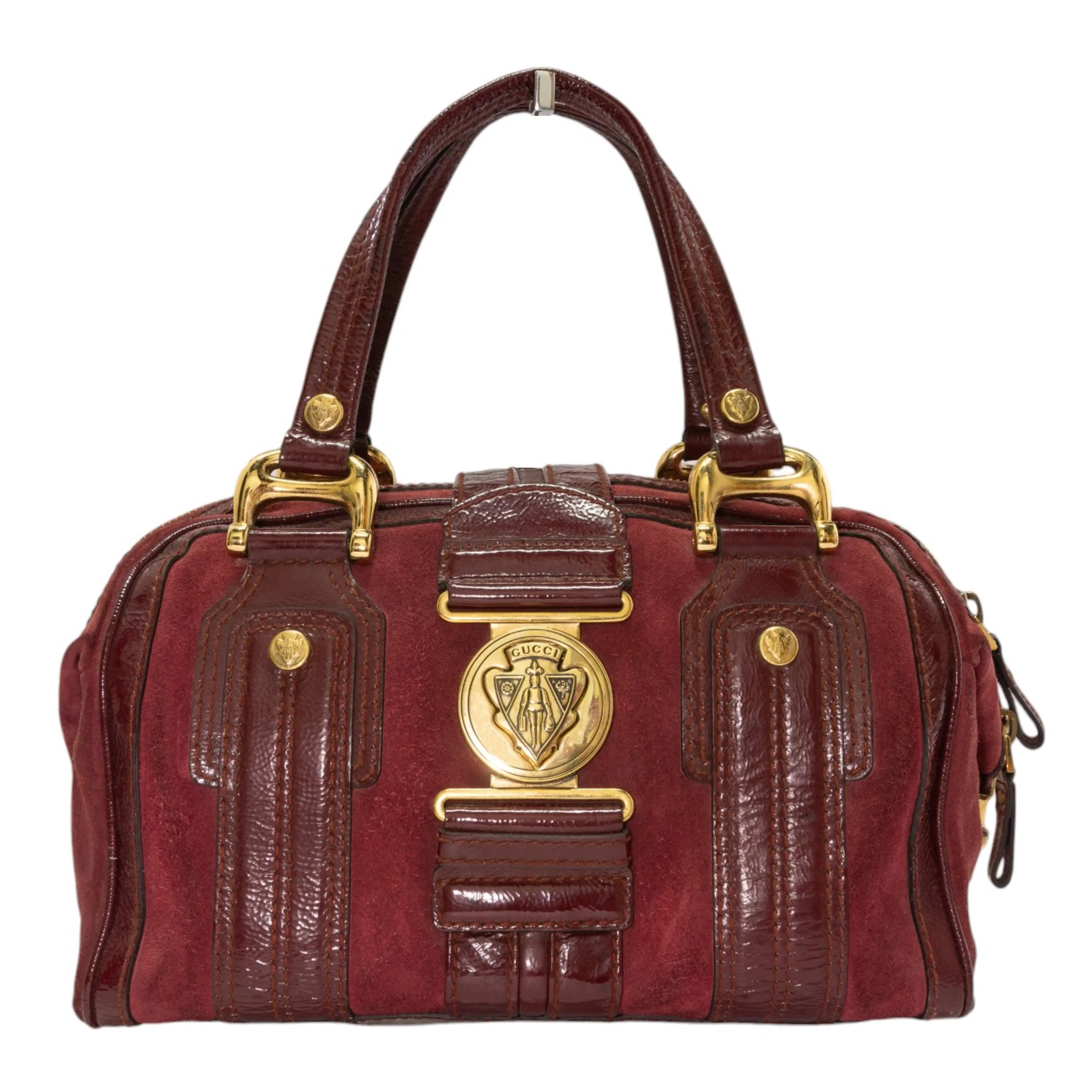 Gucci Suede Aviatrix Medium Boston Bag