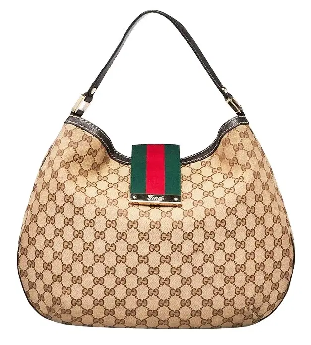 Gucci Beige/Brown GG Canvas Web Hobo