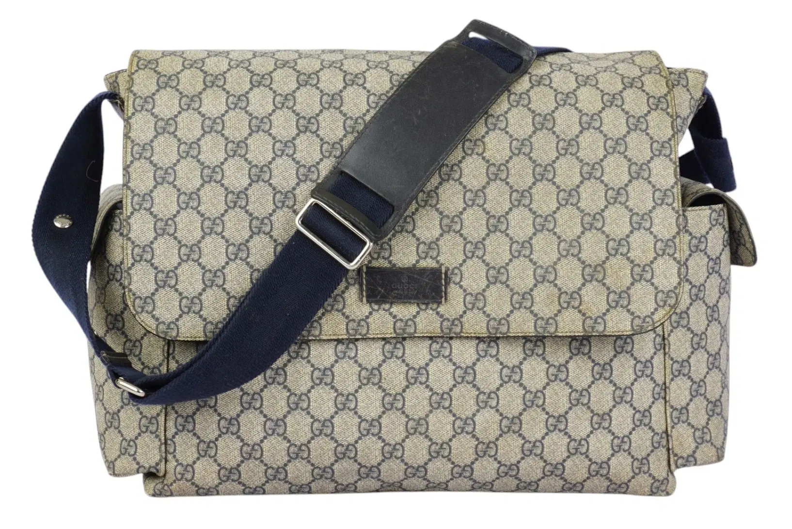 Gucci Beige/Black GG Supreme Canvas and Leather Diaper Messenger Bag