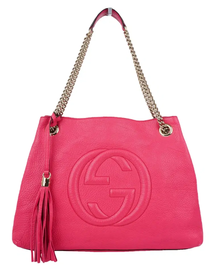 Gucci Soho Interlocking G Leather Chain Shoulder Bag Pink-Hover-Image