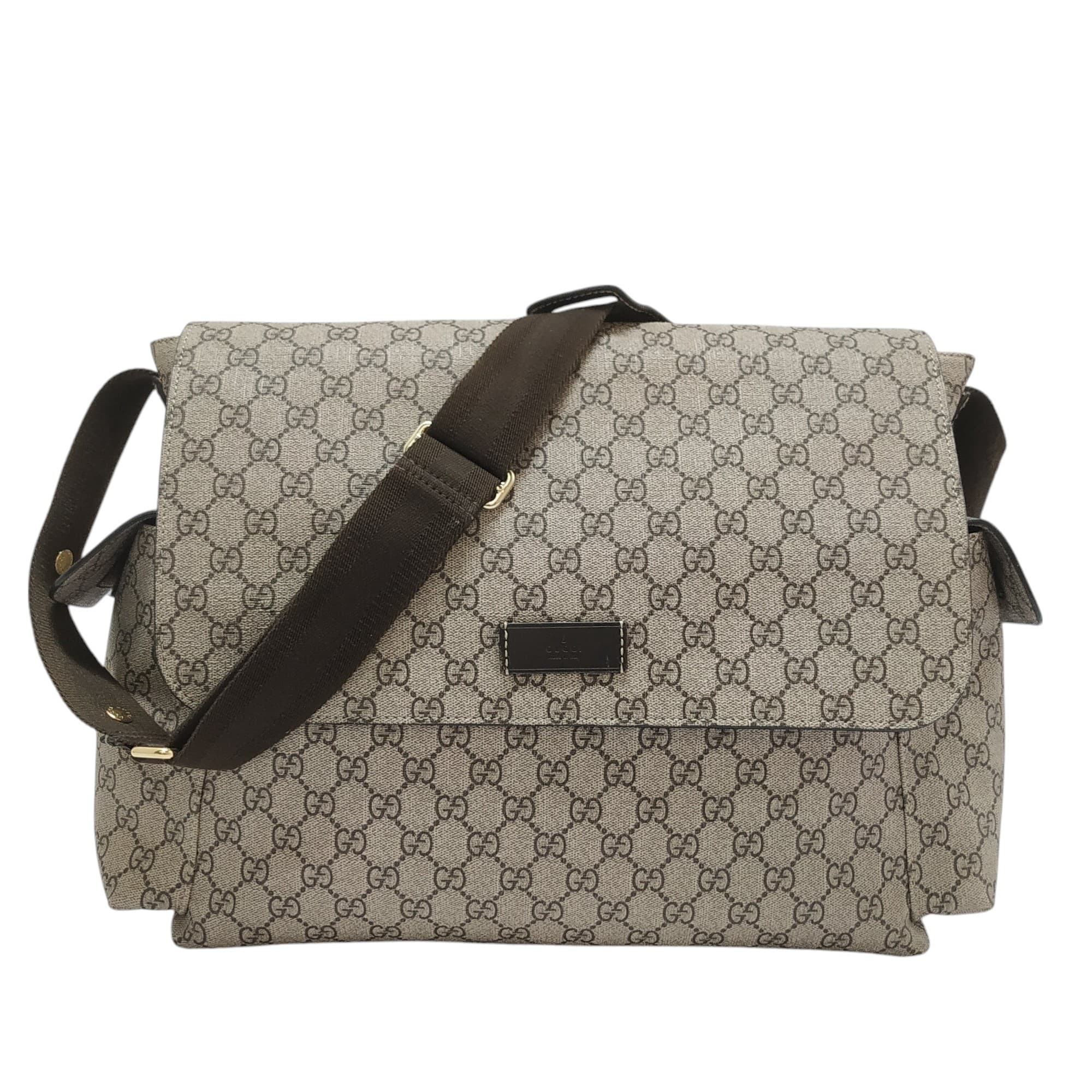 Gucci GG Supreme Plus Diaper Bag  Beige Brown