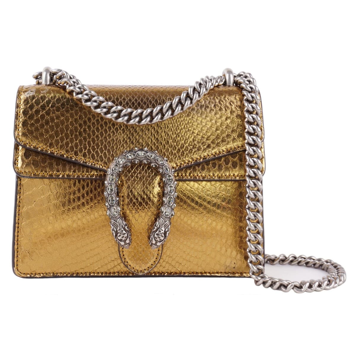 Gucci Metallic Gold Python Mini Dionysus Shoulder Bag