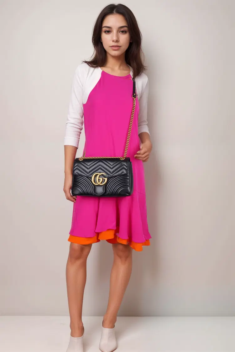 Gucci Calfskin Matelasse Medium GG Marmont Shoulder Bag-Hover-Image