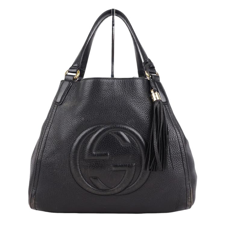 Gucci Black Pebbled Leather Medium Soho Hobo-Hover-Image