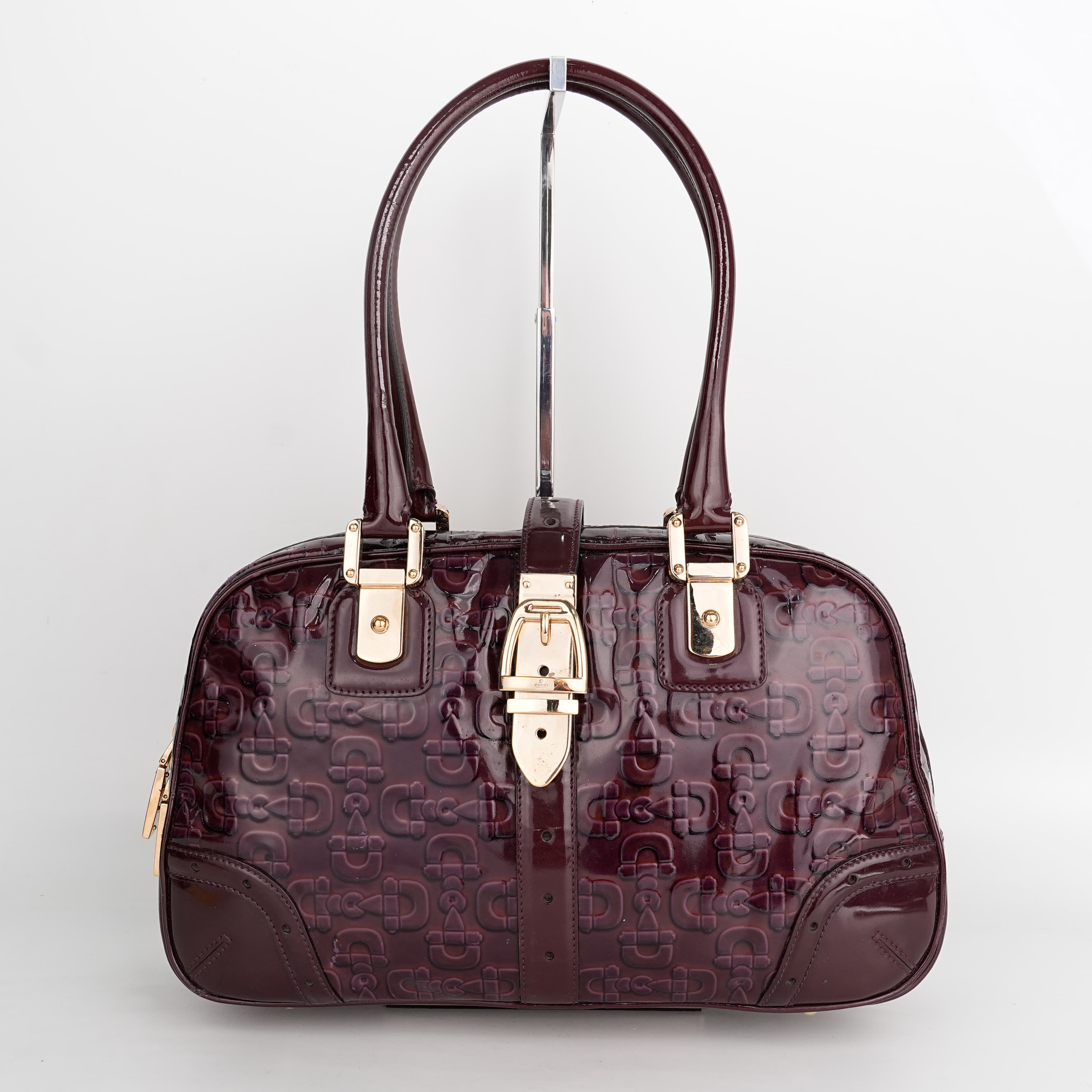 Gucci Patent Horsebit Print Glam Boston Purple