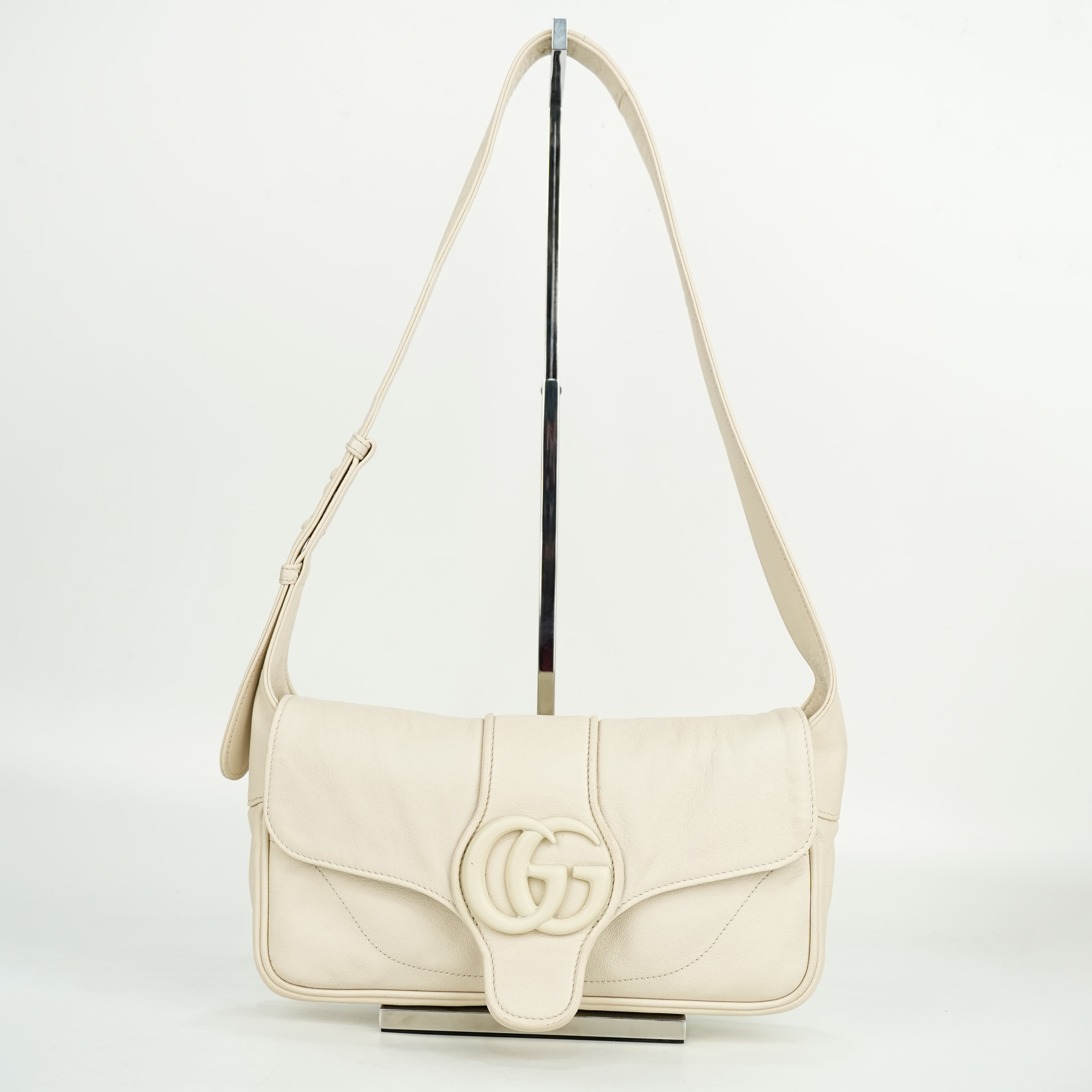 Gucci Aphrodite Small Shoulder Bag In White Leather