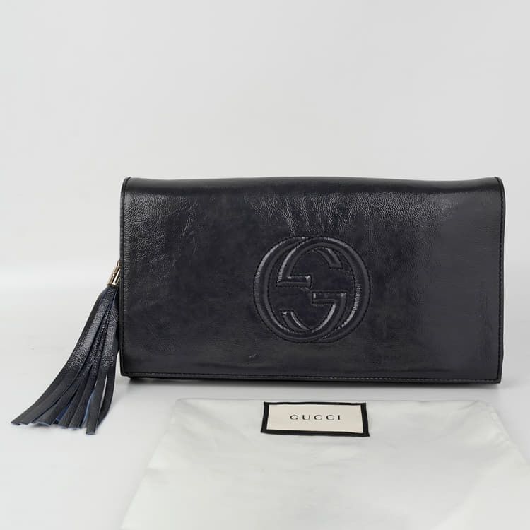 Gucci Patent Leather Soho Disco Clutch with tassle-Hover-Image