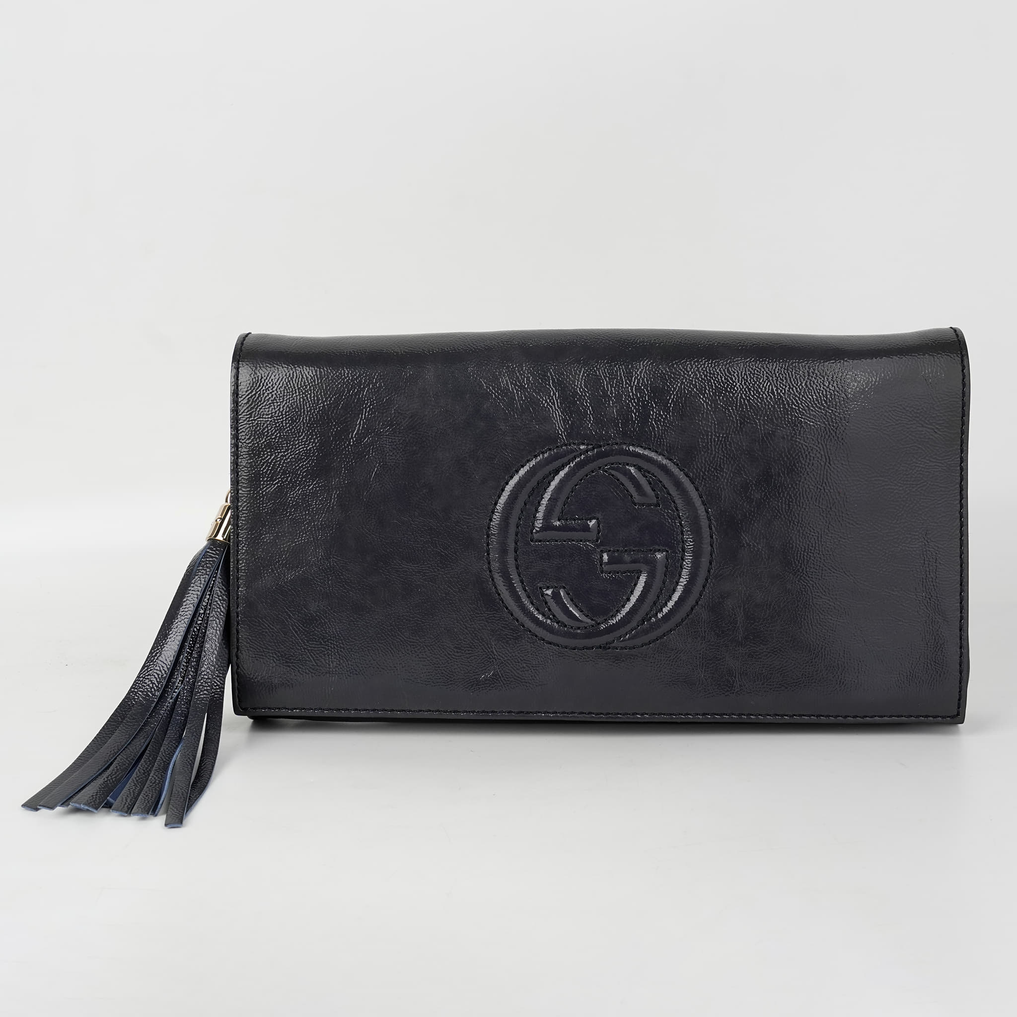 Gucci Patent Leather Soho Disco Clutch with tassle