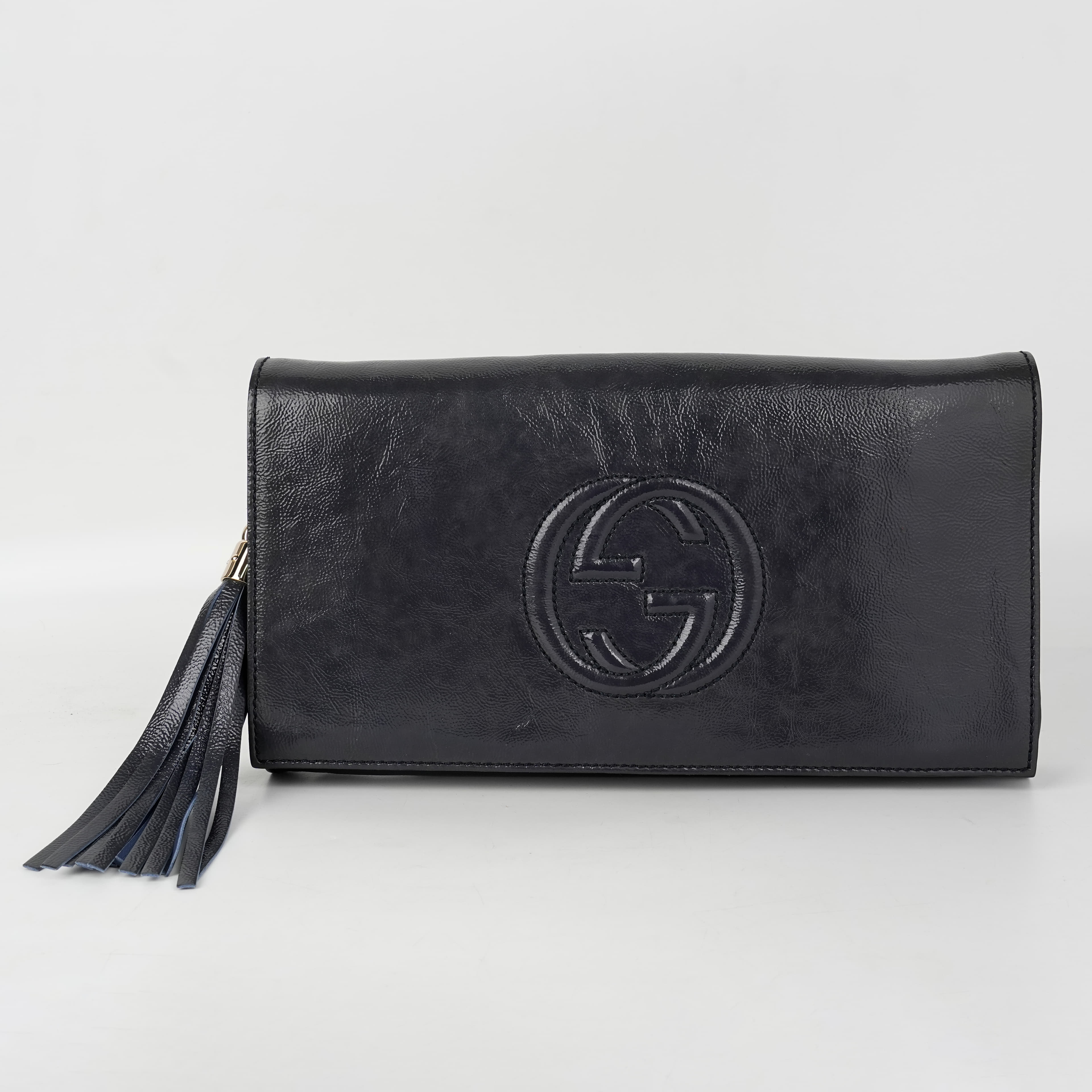 Gucci Patent Leather Soho Disco Clutch with tassle
