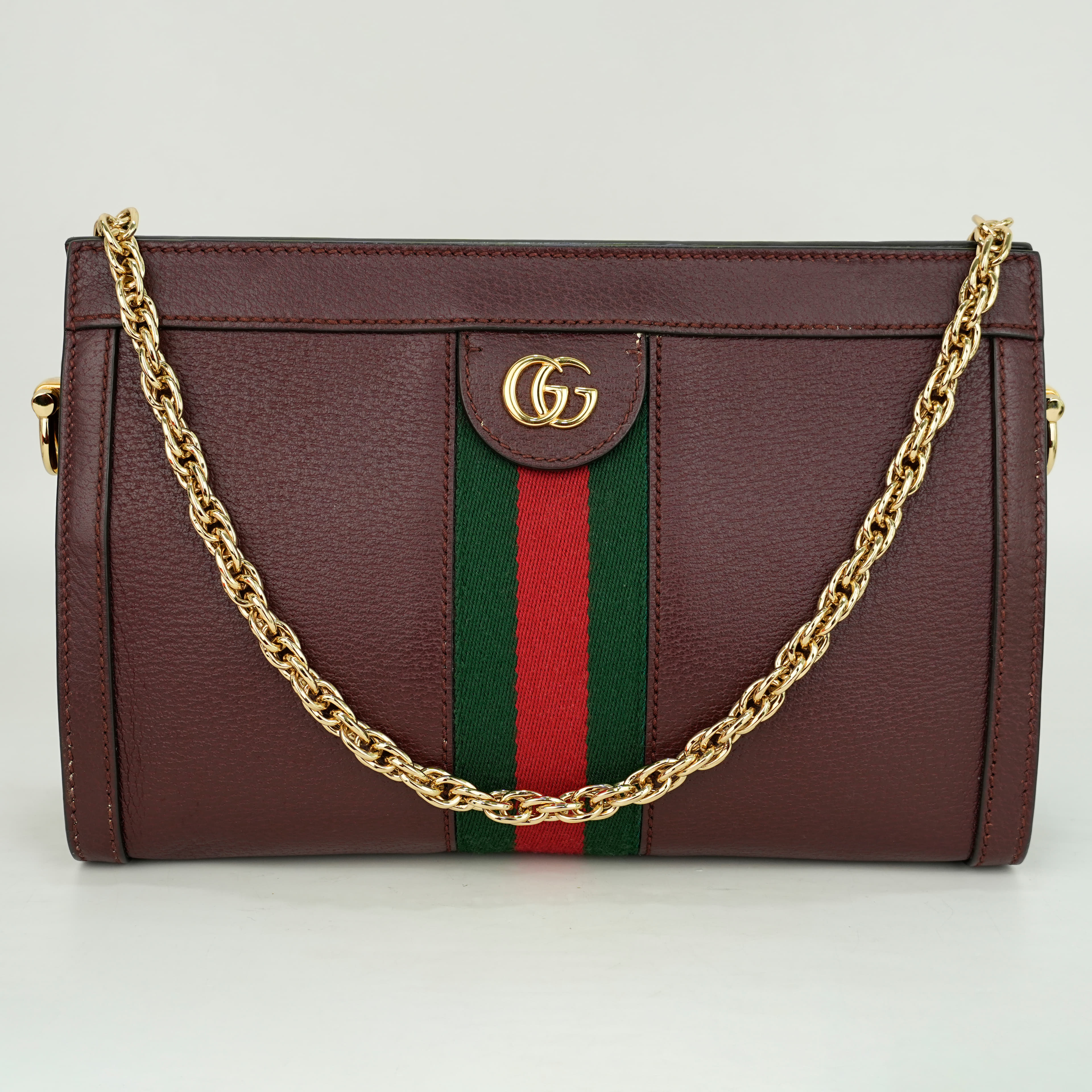 Gucci GG Small Ophidia Chain Bag in Burgundy