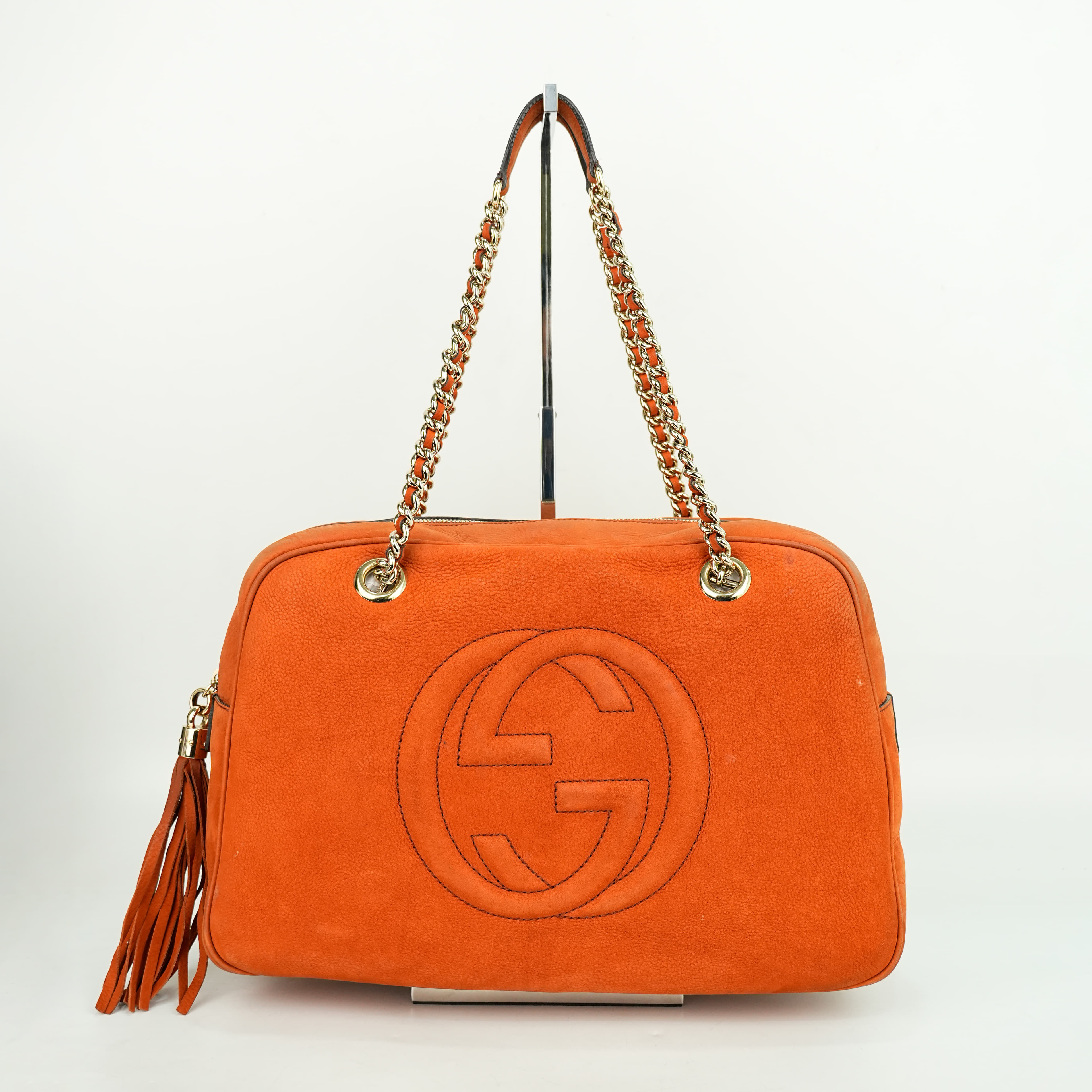 Gucci Orange Nubuck Leather Large Soho Chain Shoulder Bag