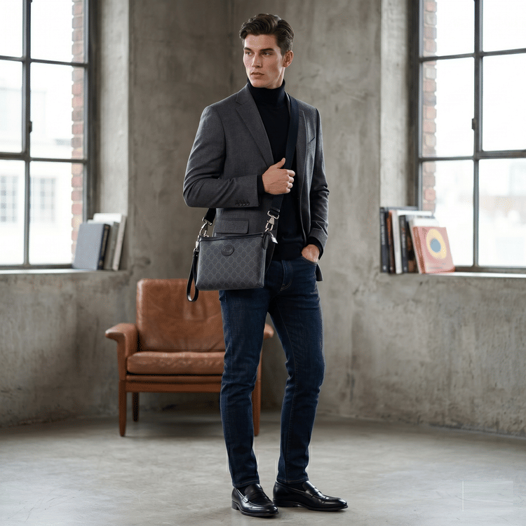 Gucci Black GG Supreme Canvas Messenger Bag-Hover-Image