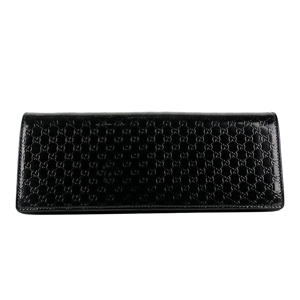 Gucci Black Microguccissima Patent Leather Broadway Long Wallet