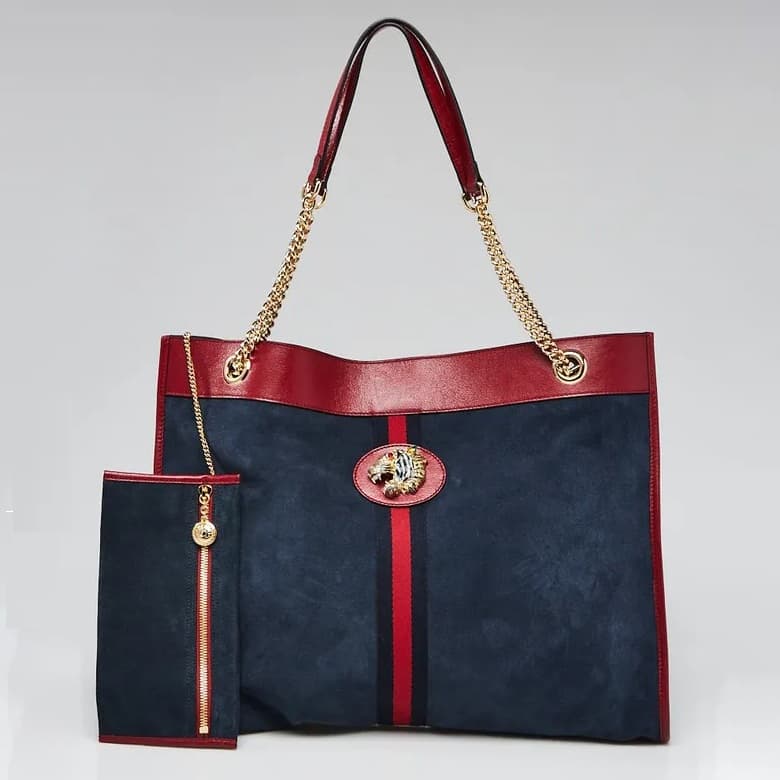 Gucci Blue Suede Rajah Handbag